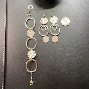 Silver-toned Bracelet and Earring Set
